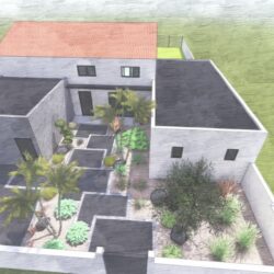 Projet 3D visite guidée conception acces maison et plantations à Bouaye